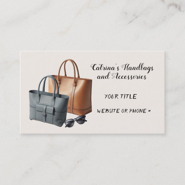 Modern Designer Handbag Accessories Business Card (Front)