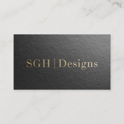 Modern Designer Minimal Black  Gold Embossed Text Business Card