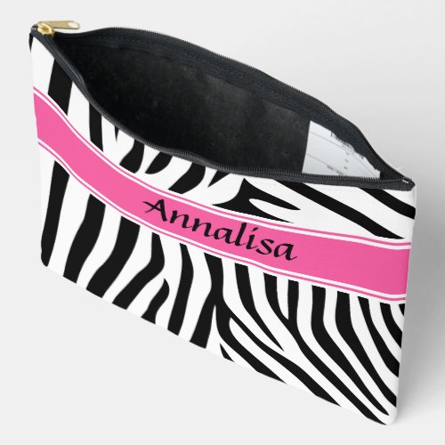 Modern designer personalized zebra stripe Ladies Accessory Pouch