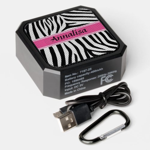 Modern designer personalized zebra stripe Ladies Bluetooth Speaker