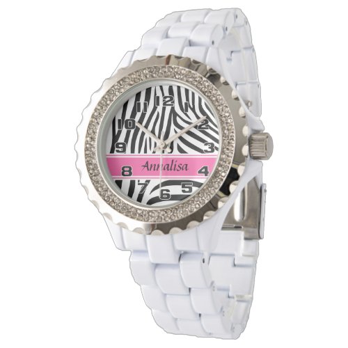 Modern designer personalized zebra stripe Ladies Watch