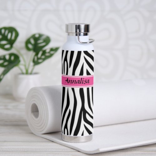 Modern designer personalized zebra stripe Ladies Water Bottle