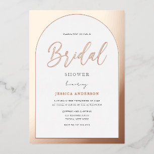 Modern Designer Rose Gold Foil Arch Bridal Shower Invitation