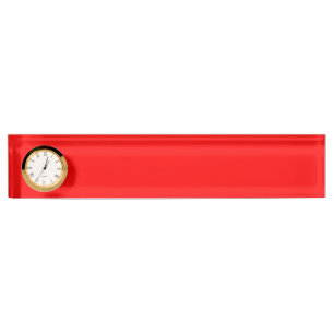 Modern Desk Name Plate in Red with Clock Feature