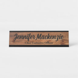 Modern Desk Name Plate Wood Grain Rustic