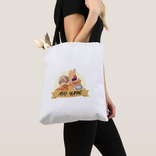 Modern dessert Bread baking bakery custom name Tote Bag (Close Up)