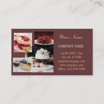 Modern Dessert Cake Cupcake Baker Bakery Business Card by WhenWestMeetEast at Zazzle