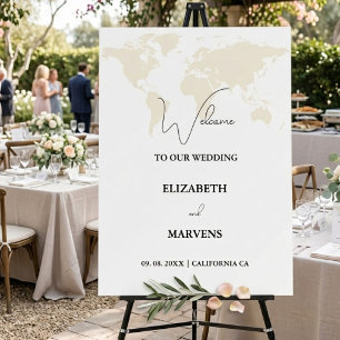 Modern Destination road map welcome wedding sign
