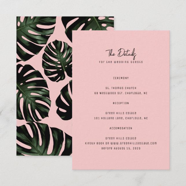 Modern Destination Rose Wedding Enclosure Cards (Front/Back)