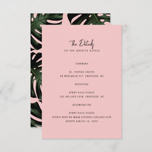 Modern Destination Rose Wedding Enclosure Cards