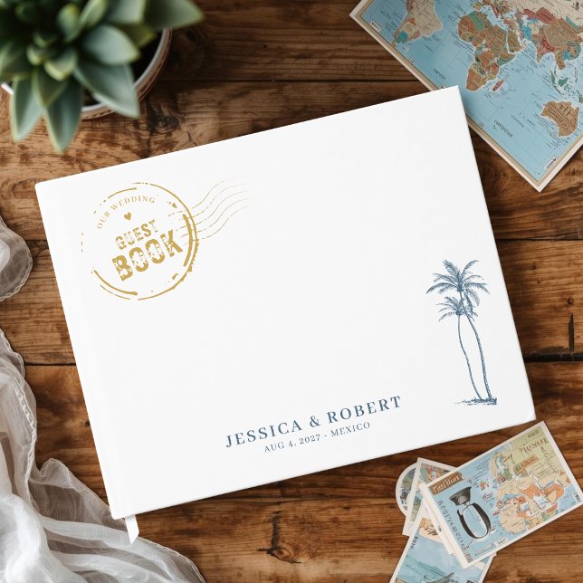 Modern Destination Wedding Guest Book (Destination theme wedding guest book)