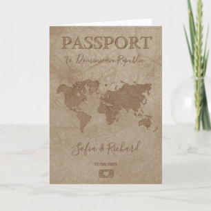 Modern Destination Wedding Passport World Map Invitation