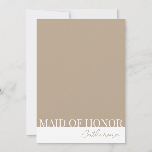Modern Detailed Maid of Honor Proposal Card (Front)