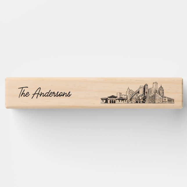 Modern Detroit Wedding Guestbook Lawn Game Topple Tower (Front)