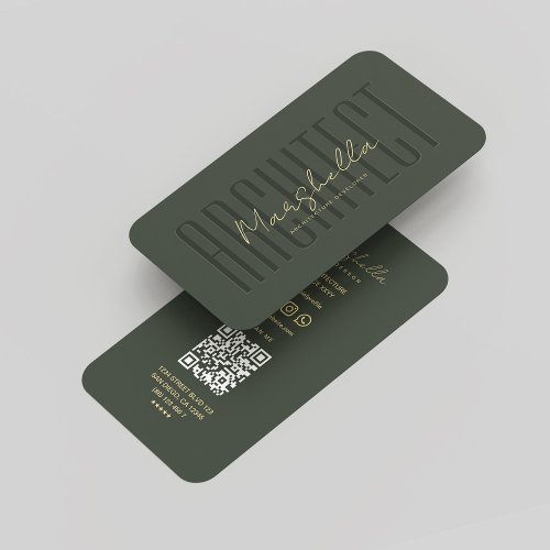 Modern Developer Architecture Architect Dark Green Business Card