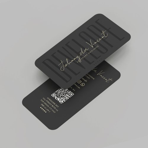 Modern Developer Black Gold Software Engineer   Business Card