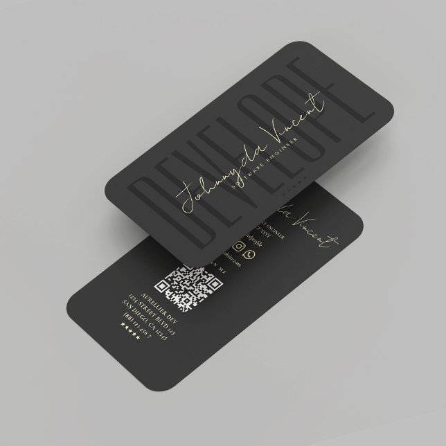 Modern Developer Black Gold Software Engineer   Business Card (Modern Developer Black Gold Software Engineer Business Card
)