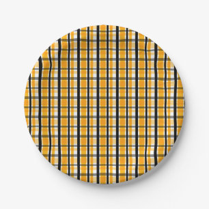 Modern Diagonal Autumn Plaid Pattern Paper Plates