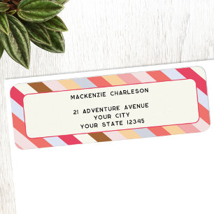 Modern Diagonal Candy Stripe Return Address Label