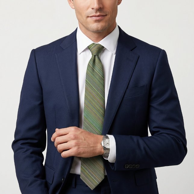 Modern Diagonal Multi-Green Striped Neck Tie (Creator Uploaded)