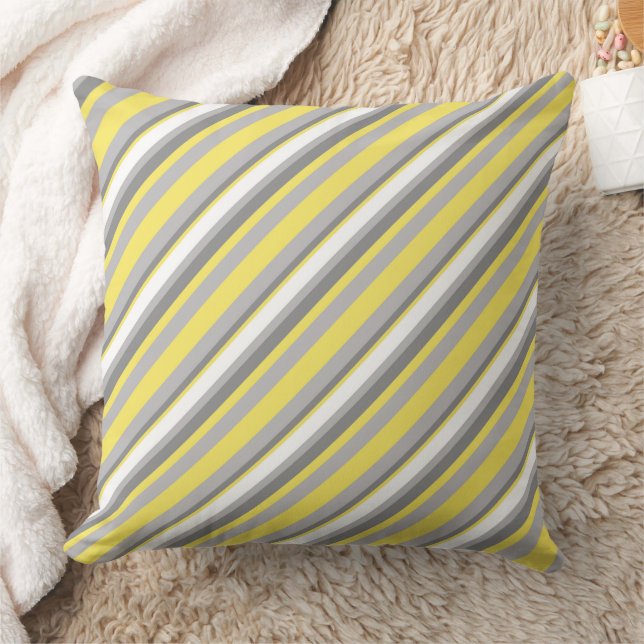 Modern Diagonal Multi-Width Stripe Seamless Throw Pillow (Blanket)