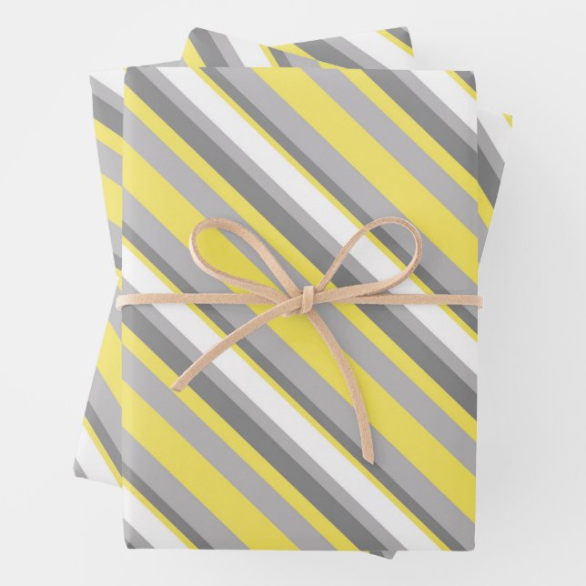 Modern Diagonal Multi-Width Stripe Seamless Wrapping Paper Sheets (In situ)