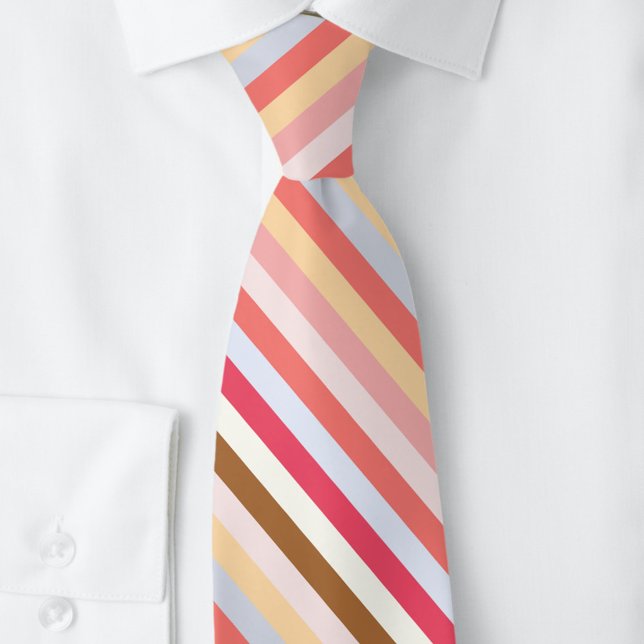 Modern Diagonal Muted Candy Stripe Neck Tie (Modern muted diagonal candy stripe neck tie)