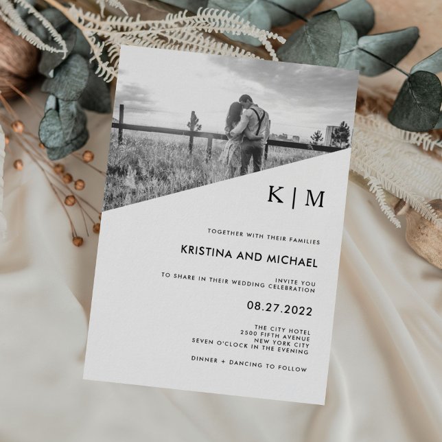 Modern Diagonal | Photo Wedding Invitation (Creator Uploaded)