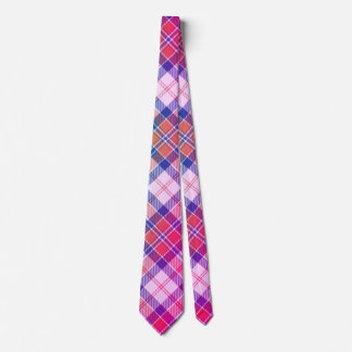 Modern Diagonal Plaid - Red, White and Blue Neck Tie