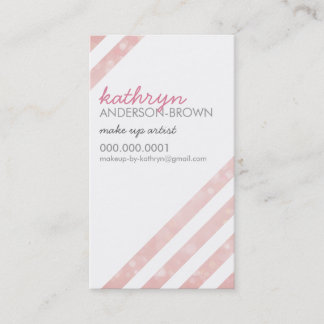 MODERN diagonal striped whimsical bokeh coral Business Card