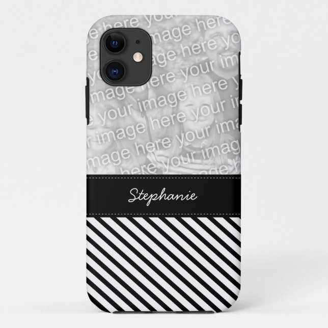 Modern Diagonal Stripes Custom Photo iPhone 5 Case (Back)