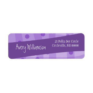 Modern Diagonal Style Purple Polka Dot Pattern Label