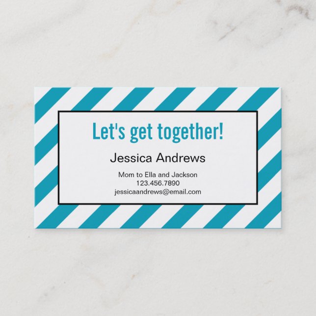 Modern Diagonals Mommy Card / Contact Card (Front)