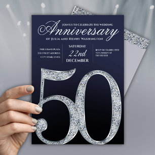Modern Diamond 50th Wedding Anniversary Invitation
