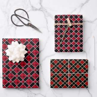 Modern diamond checkered in black & red