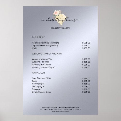 Modern Diamond Flower Price List Poster