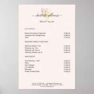 Modern Diamond Flower Price List Poster