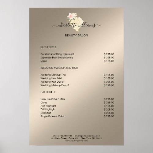 Modern Diamond Flower Price List Poster