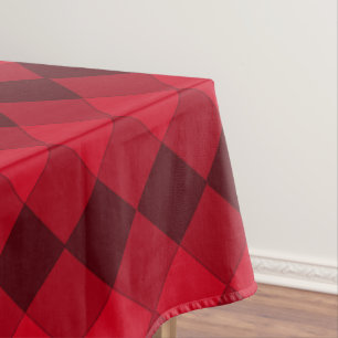 Modern diamond geometric pattern on red shades tablecloth