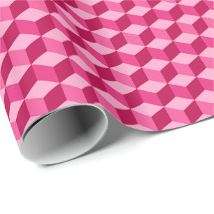 Modern Diamond Grid, Fuchsia and Light Pink Wrapping Paper