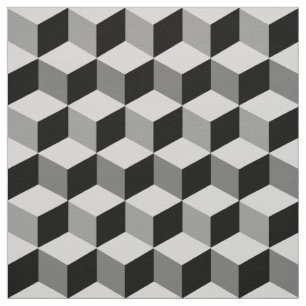 Modern Diamond Grid, Silver, Dark Gray, and Black Fabric
