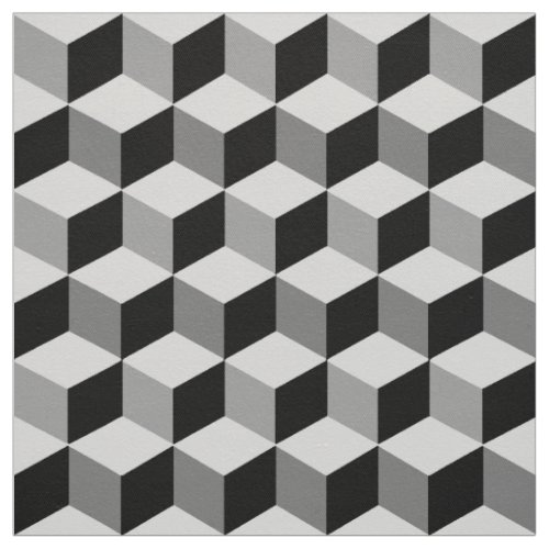 Modern Diamond Grid Silver Dark Gray and Black Fabric