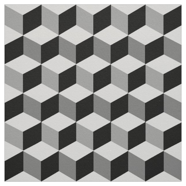 Modern Diamond Grid, Silver, Dark Gray, and Black Fabric (Swatch)