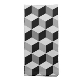 Modern Diamond Grid, Silver, Dark Gray, and Black Napkin