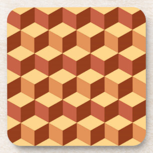 Modern diamond grid - tan, brown and rust coaster