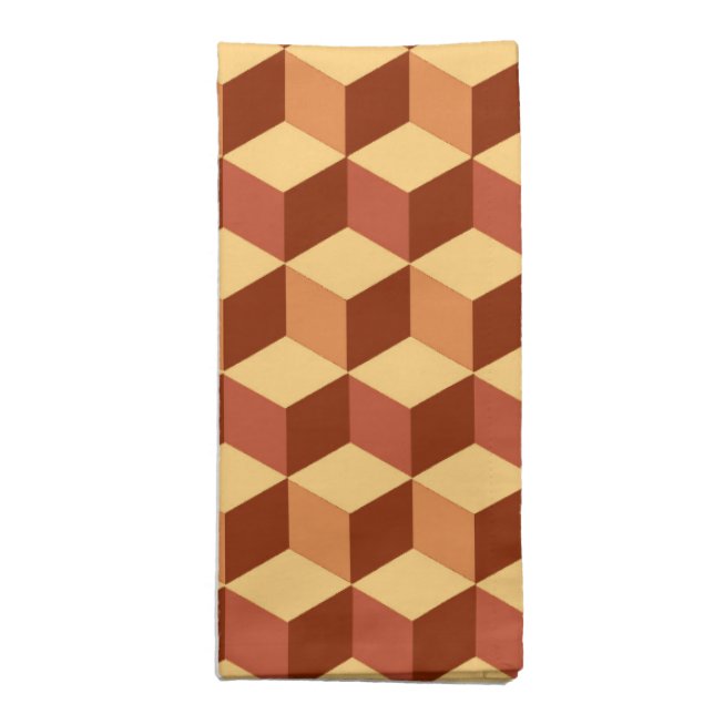 Modern diamond grid - tan, brown and rust napkin (Folded)