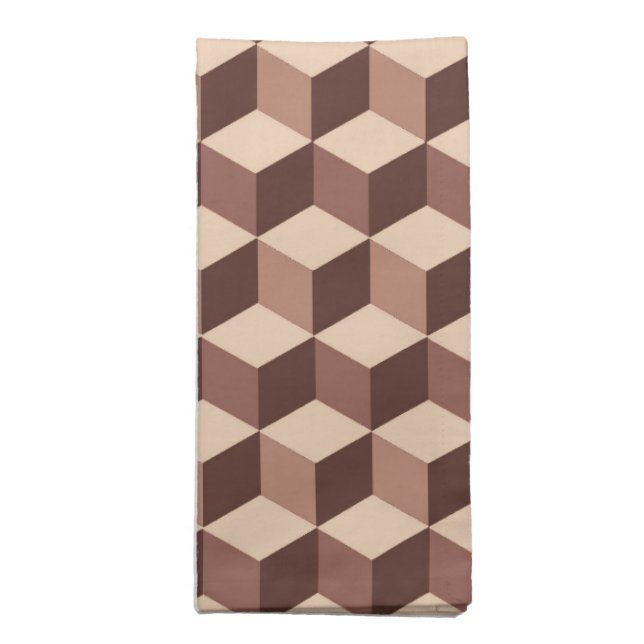 Modern Diamond Grid, Taupe, Brown and Beige Napkin (Folded)