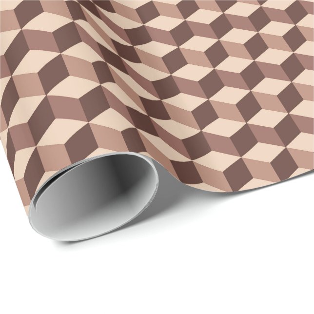 Modern Diamond Grid, Taupe, Brown and Beige Wrapping Paper (Roll Corner)