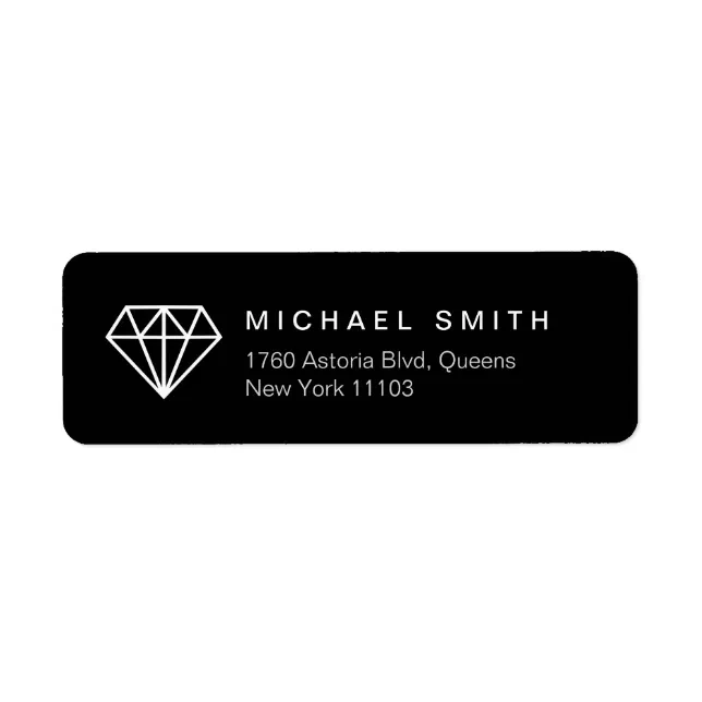 Modern Diamond Icon Classy Black and White Label | Zazzle