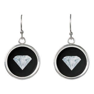 Modern diamond on black earrings